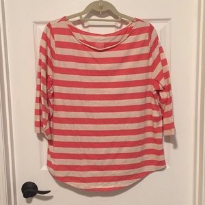 St. John's Bay Pink & White Stripes Tee - Sz XL